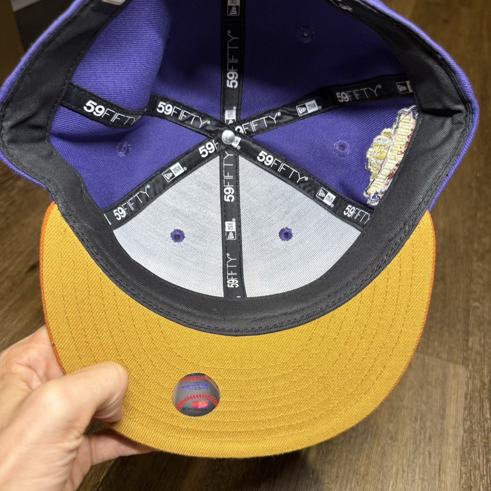 Hat Club Los Angeles Dogers New Era Cap 7 3/4 Purple‎ Orange 40th Side Patch - Picture 6 of 7